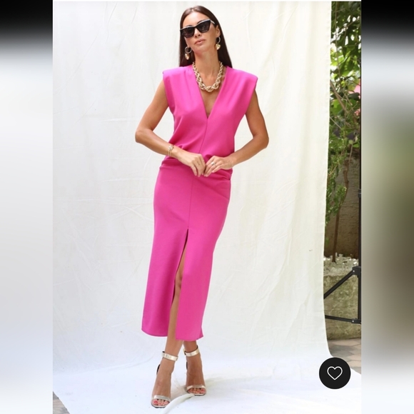 Zara fuchsia pink midi slit dress size S - Picture 15 of 16